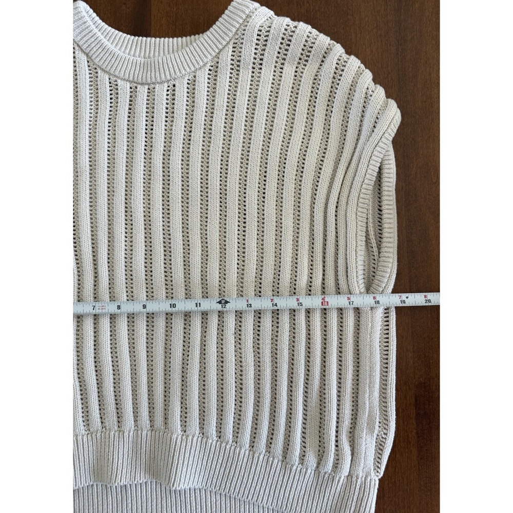 Splendid Short Sleeve Knit Sweater Top Cream Sz Small Modern Open Weave - Picture 6 of 6